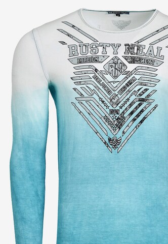 Rusty Neal Longsleeve mit großem Front- Print in Blau