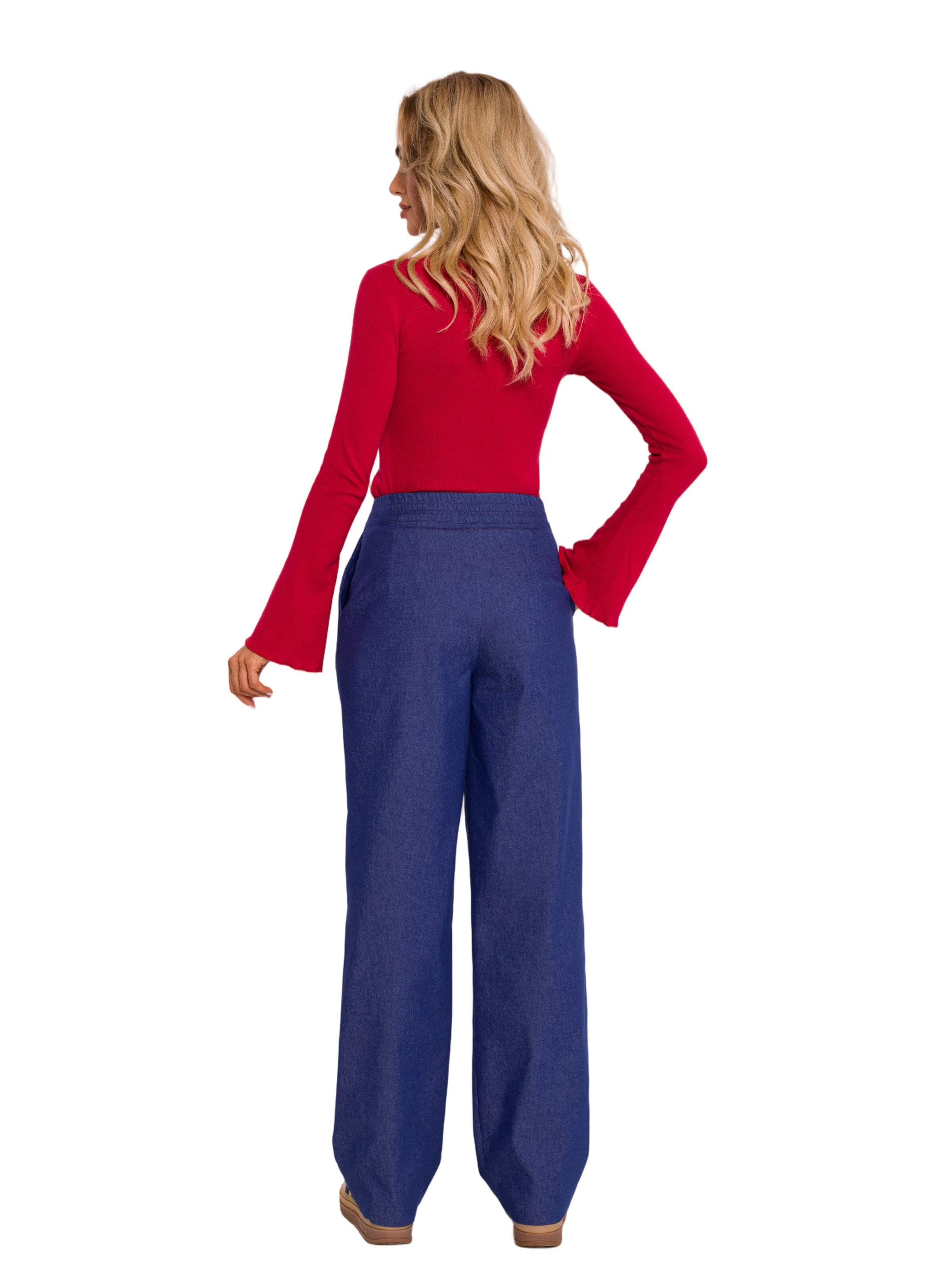 Wide leg Pantaloni de la made of emotion pe albastru