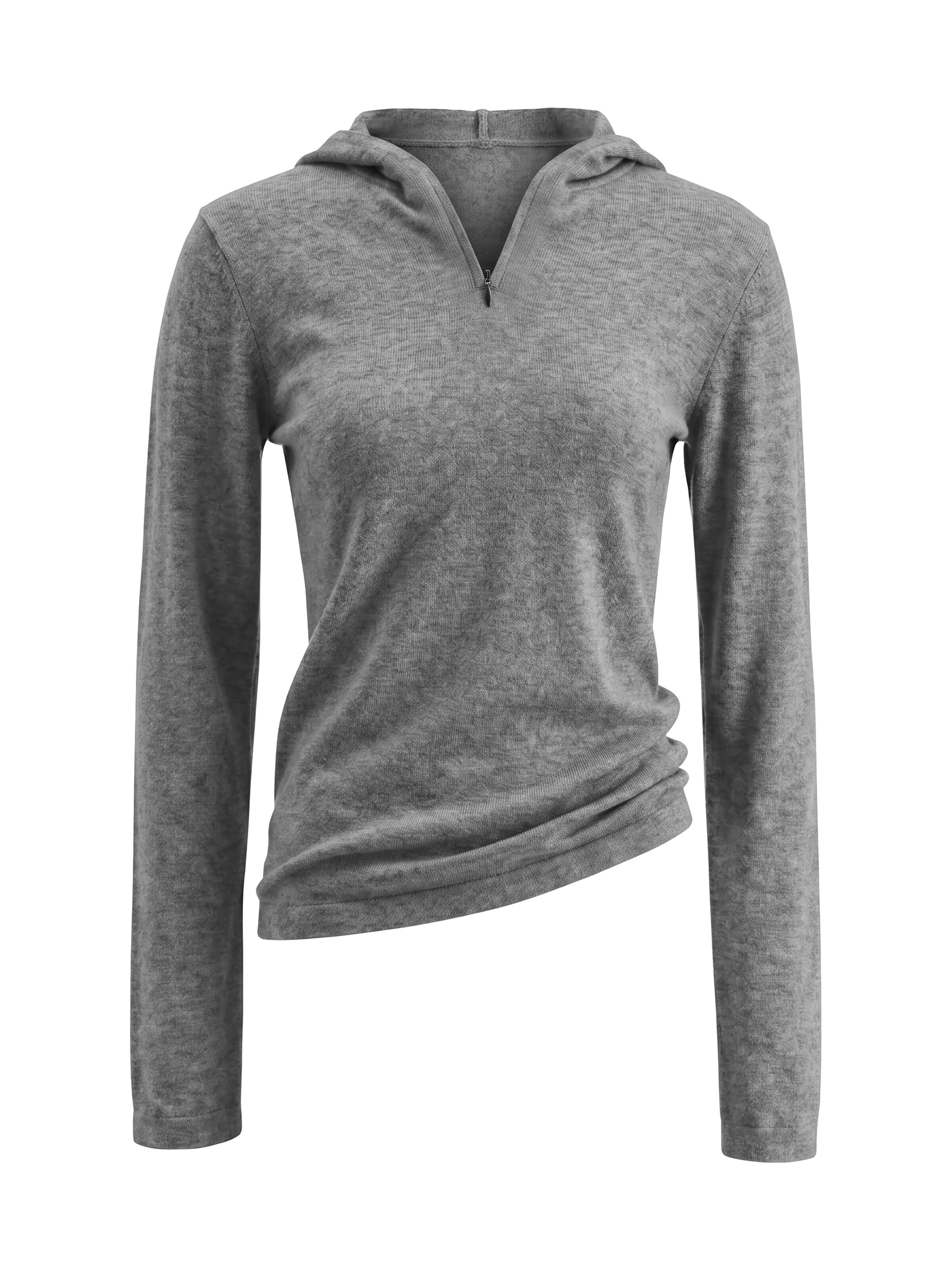 TorWeit Sticktop 'Black Hooded Knit Top'‌‌ in Grau: Vorderseite