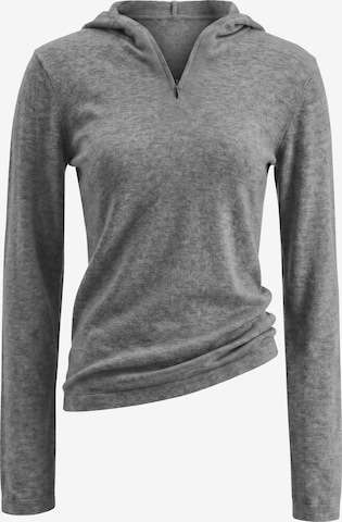 TorWeit Sticktop 'Black Hooded Knit Top' in Grau: Vorderseite