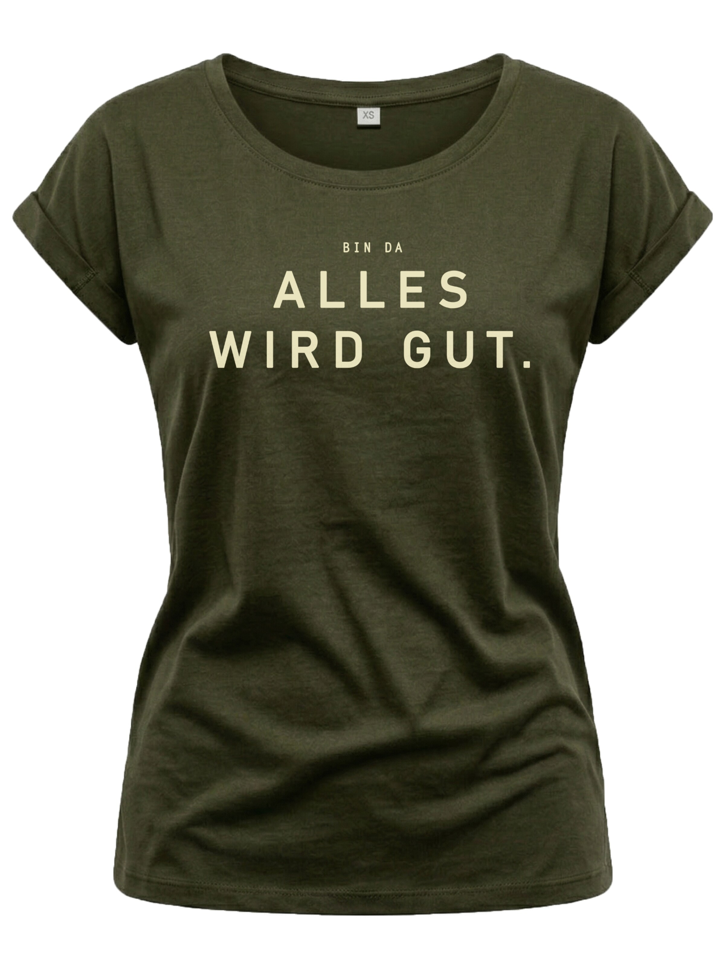 MAKAYA Shirt 'Bin da alles wird gut' in Green: front