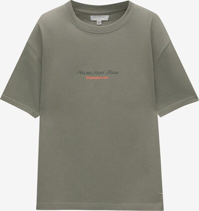 Pull&Bear T-shirt en kaki / vert foncé / orange / blanc, Vue avec produit