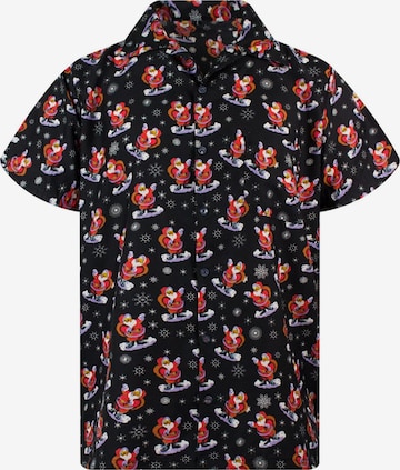 Coupe regular Chemise 'Christmas Snow Santa' King Kameha en noir : devant