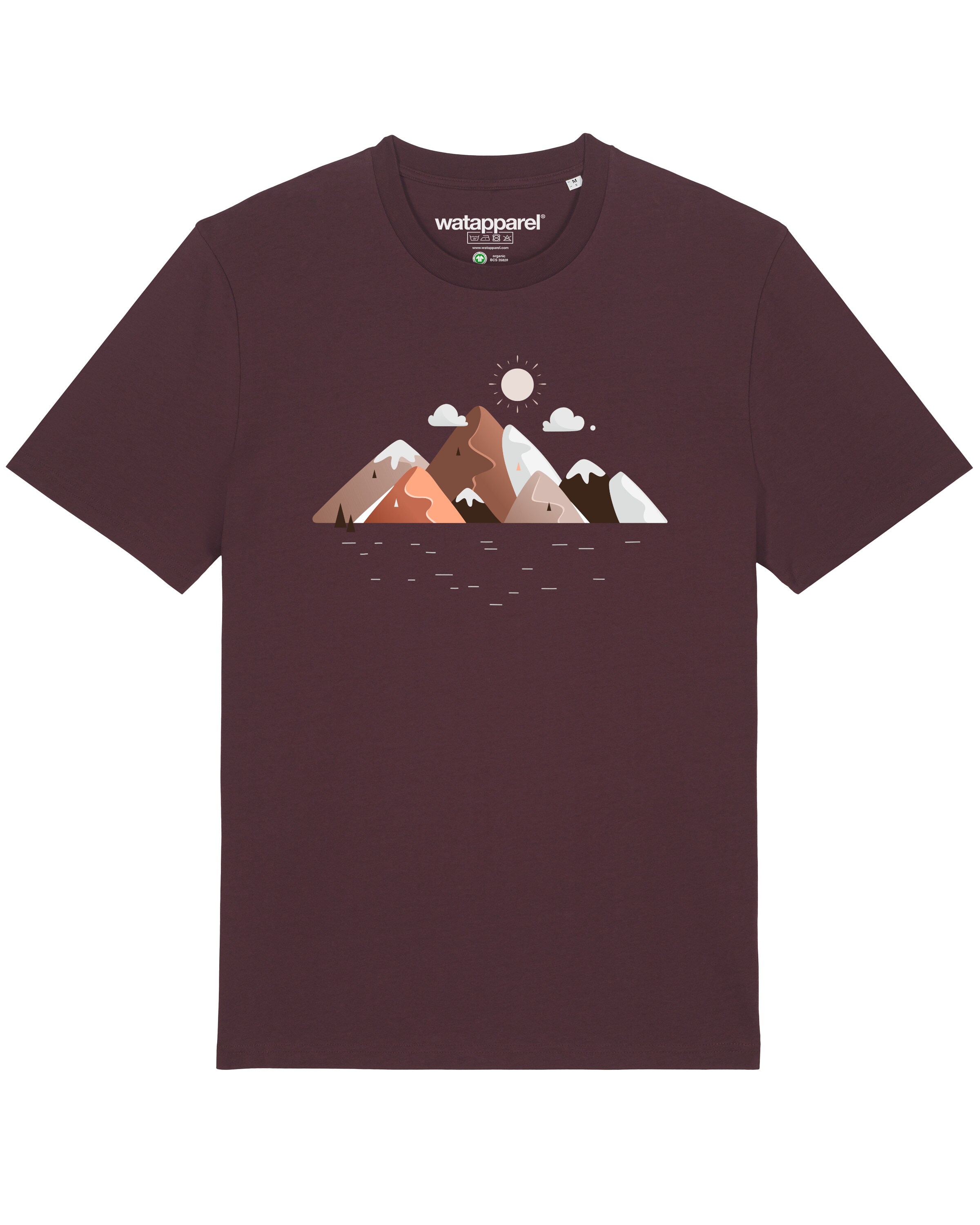 Watapparel Shirt ' Mountains & Moon ' in Rood: voorkant