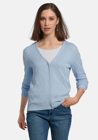 Peter Hahn Knit Cardigan in Blue: front