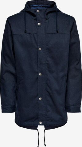 Parka di mezza stagione 'Alex' di Only & Sons in blu: frontale