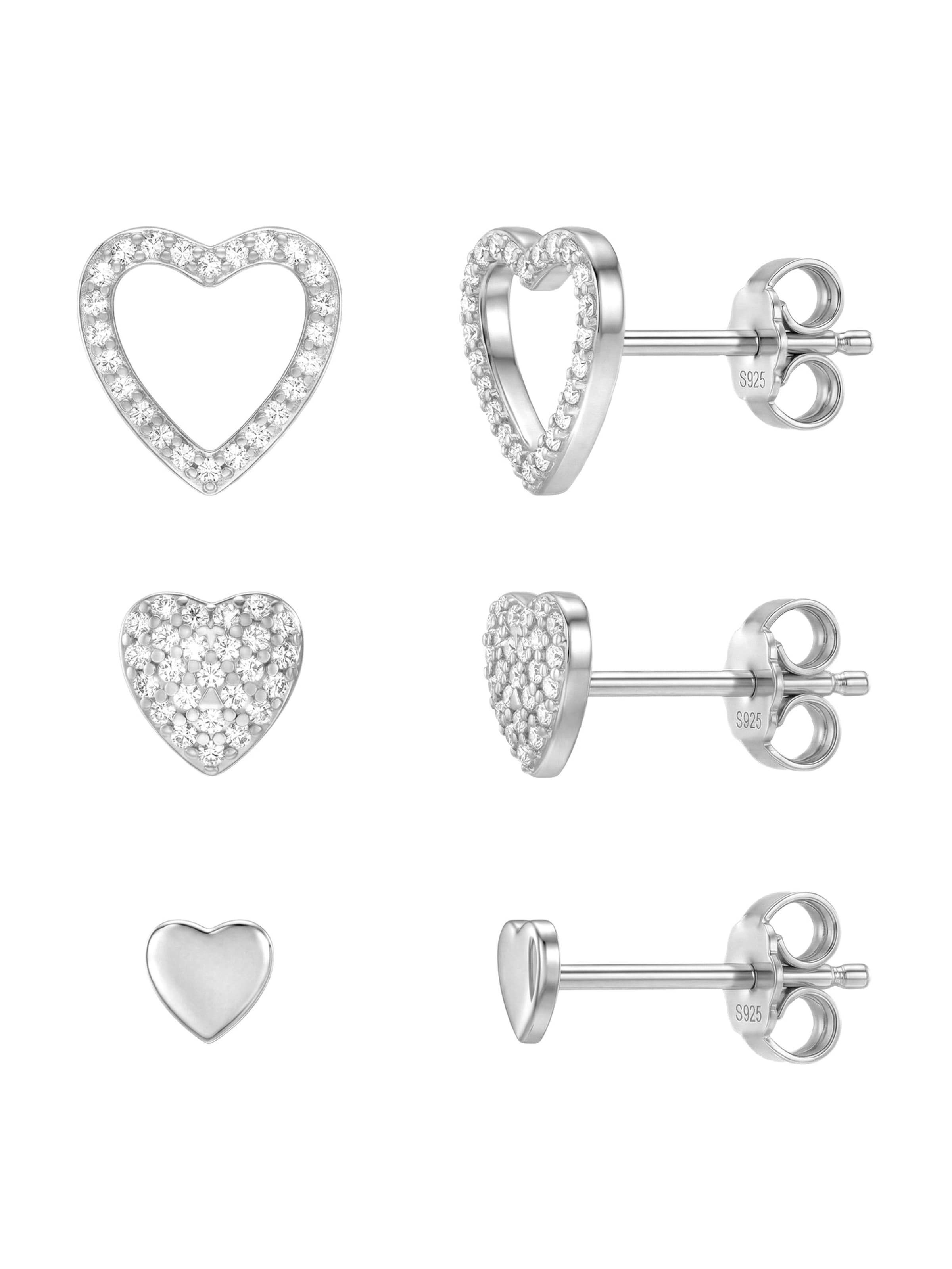 Sofia Milani Schmuckset 'Heart'‌‌‌‌ in Silber: Vorderseite