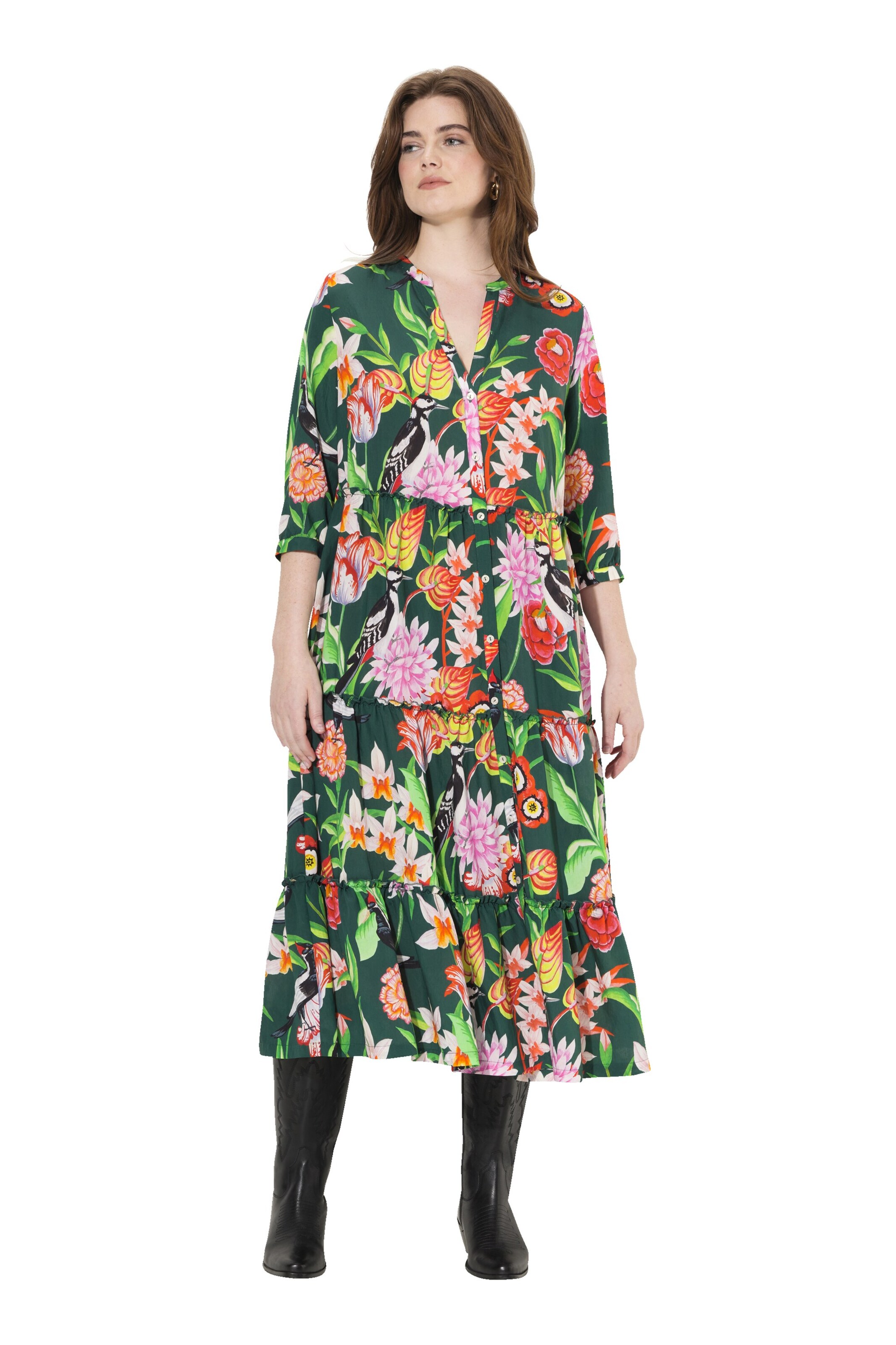 Ulla Popken Jurk in Groen: voorkant