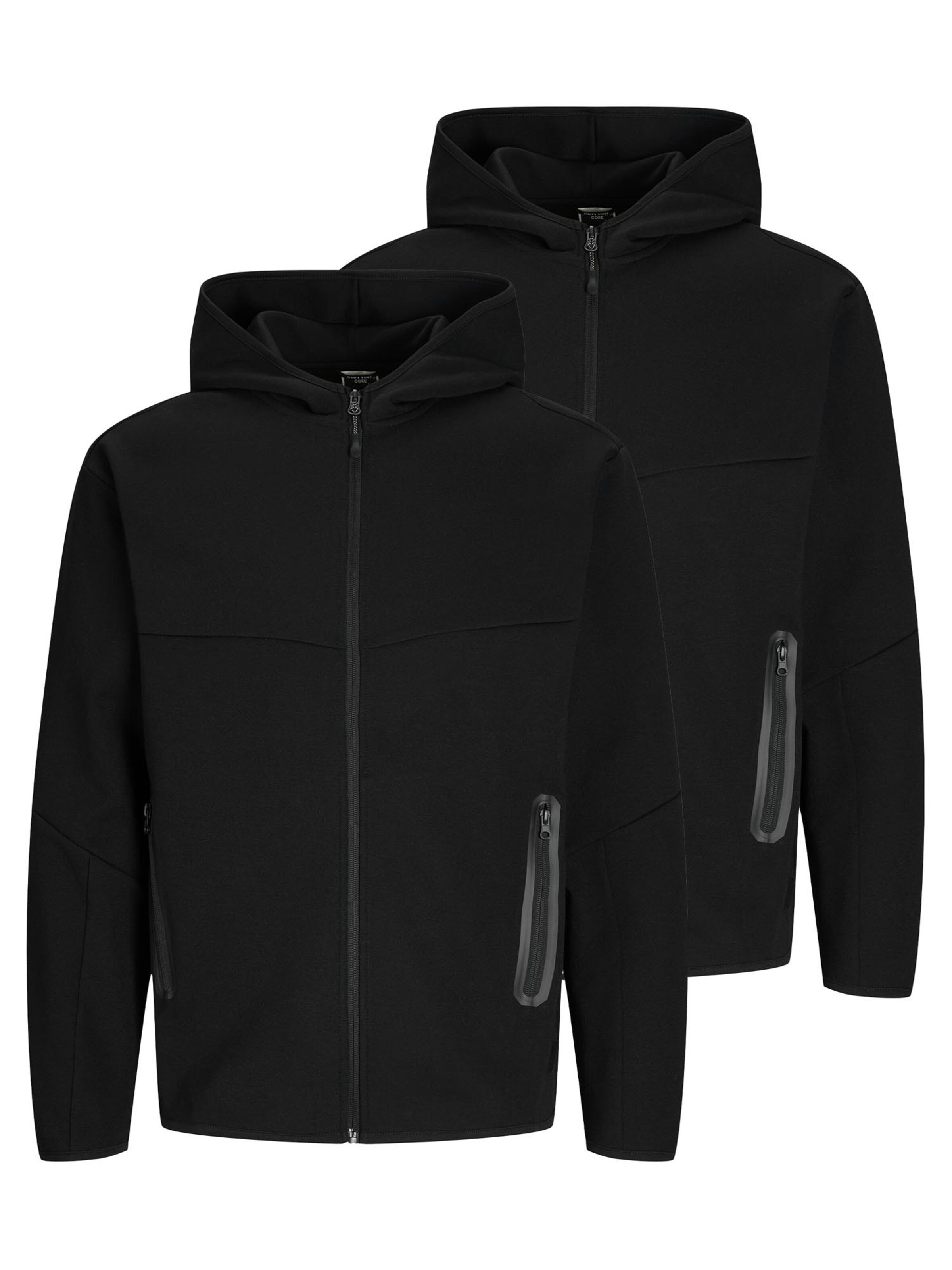 JACK & JONES Sweat jacket 'Fusion' in Black: front