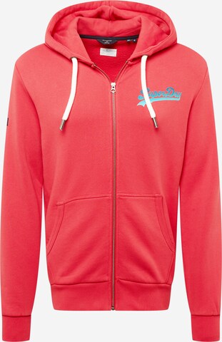 Superdry Zip-Up Hoodie in Red: front