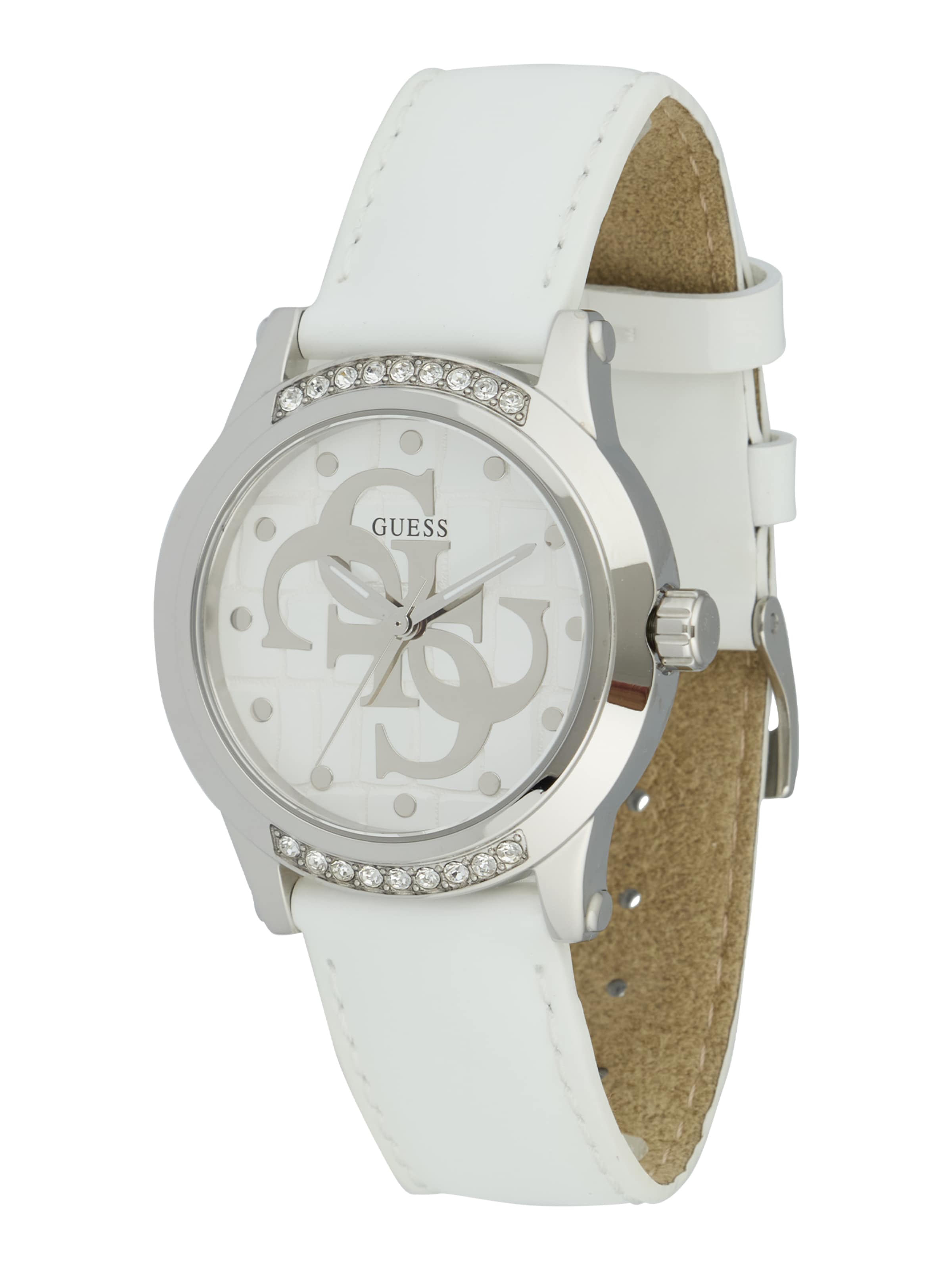 GUESS - Reloj analógico en blanco: frente