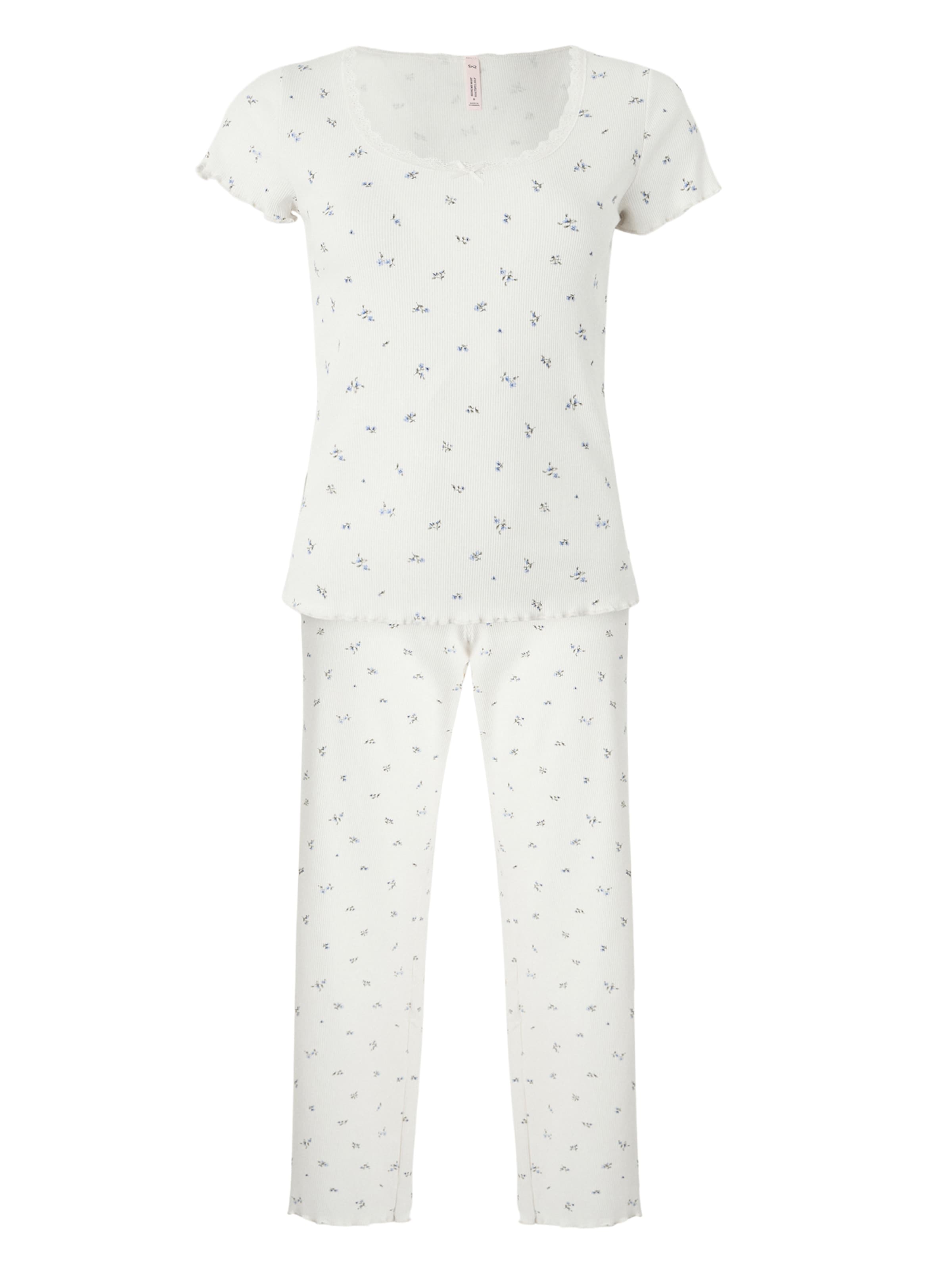 Hunkemöller Pyjama 'Daisy' in hellbeige / blau / grün, Produktansicht