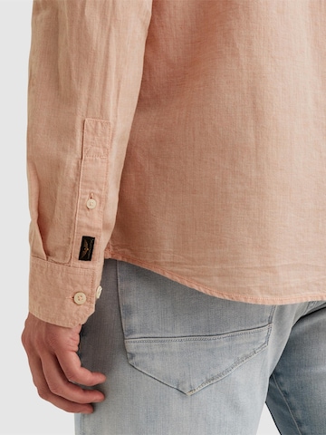 PME Legend Regular fit Skjorta 'Cotton/linen shirt with embroidered logo' i rosa