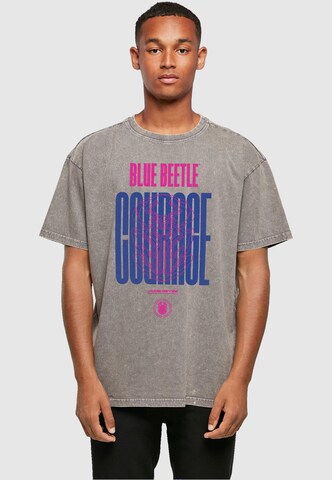 ABSOLUTE CULT T-Shirt 'Blue Beetle - Courage' in Grau: Vorderseite