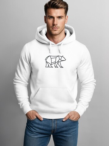 Neverless Sweatshirt 'Bär Lineart Polygon'‌‌‌‌‌‌‌ in Weiß