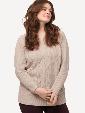 Ulla Popken Pullover (GOTS) in Beige: predná strana