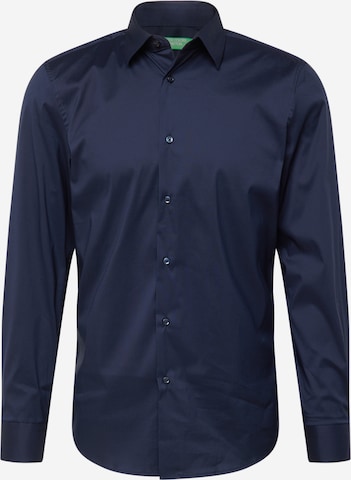 UNITED COLORS OF BENETTON Slim fit Button Up Shirt in Blue: front