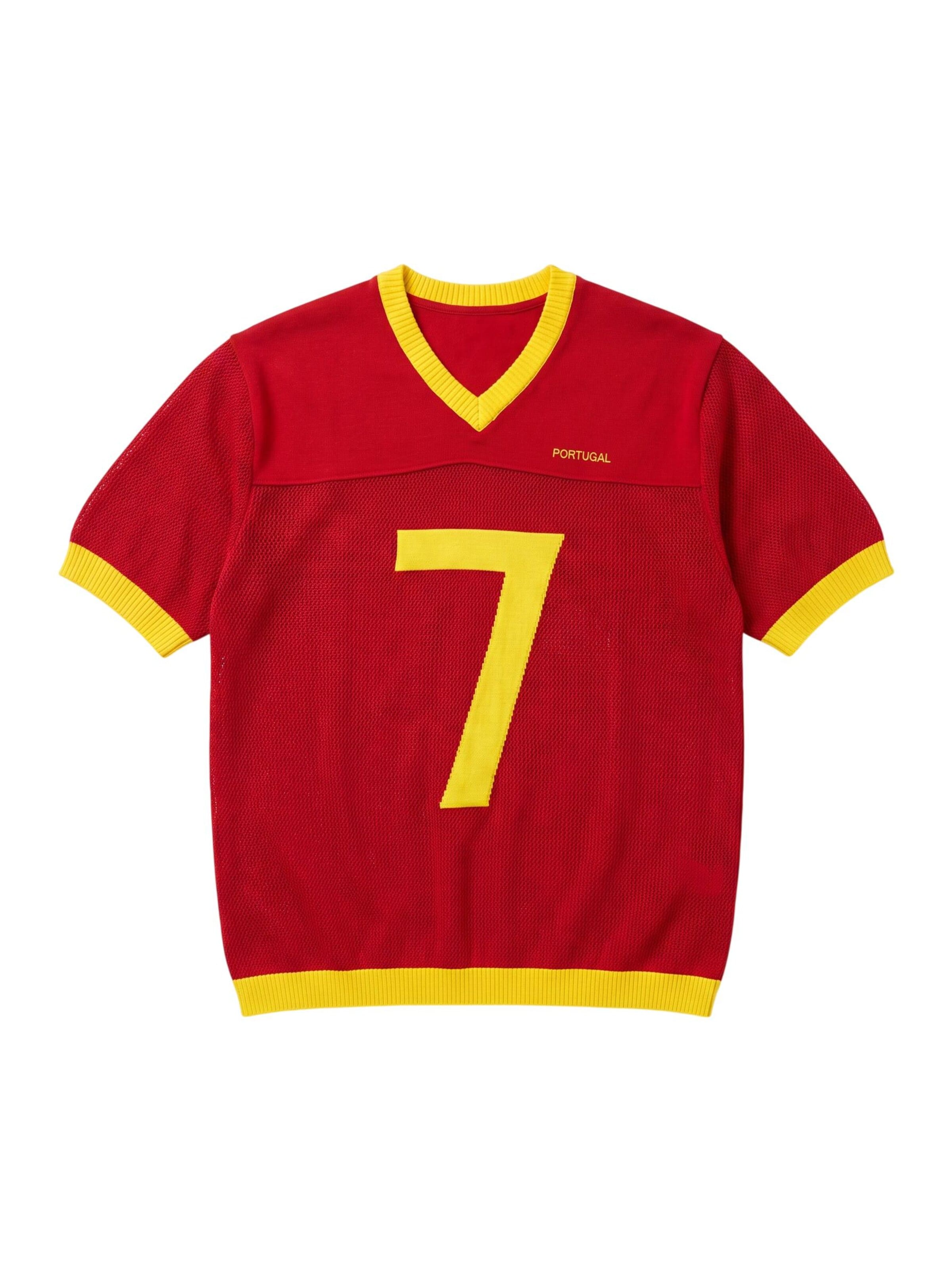 Kleidermafia Shirt 'Oversize Portugal Knit T-shirt - Red' in Rood: voorkant