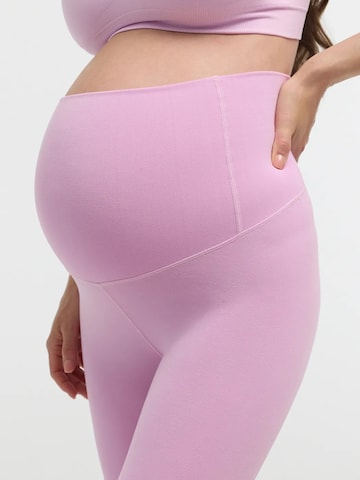 cfab Skinny Leggings 'Seamless Umstandsleggings mit hohem Bund' in Purple