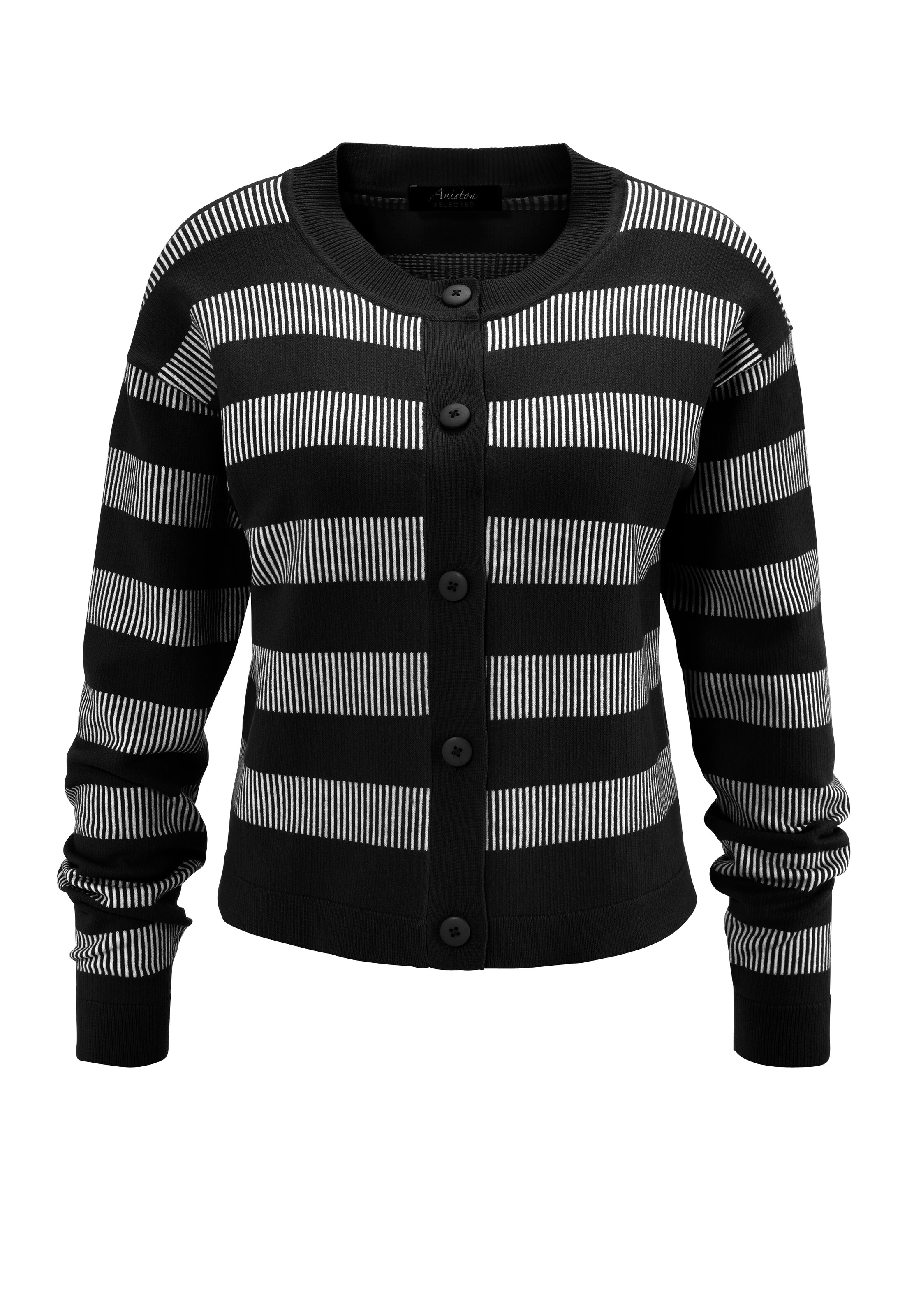 Aniston SELECTED Strickjacke in Schwarz: Vorderseite