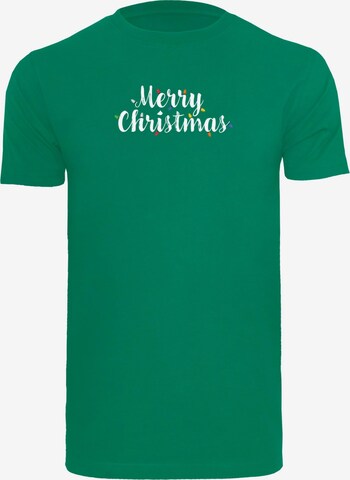 Merchcode Shirt 'Merry Christmas Lights' in Green: front