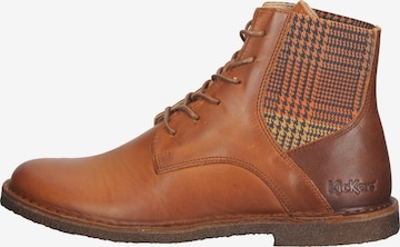 Kickers Lace-Up Ankle Boots in Brown: front