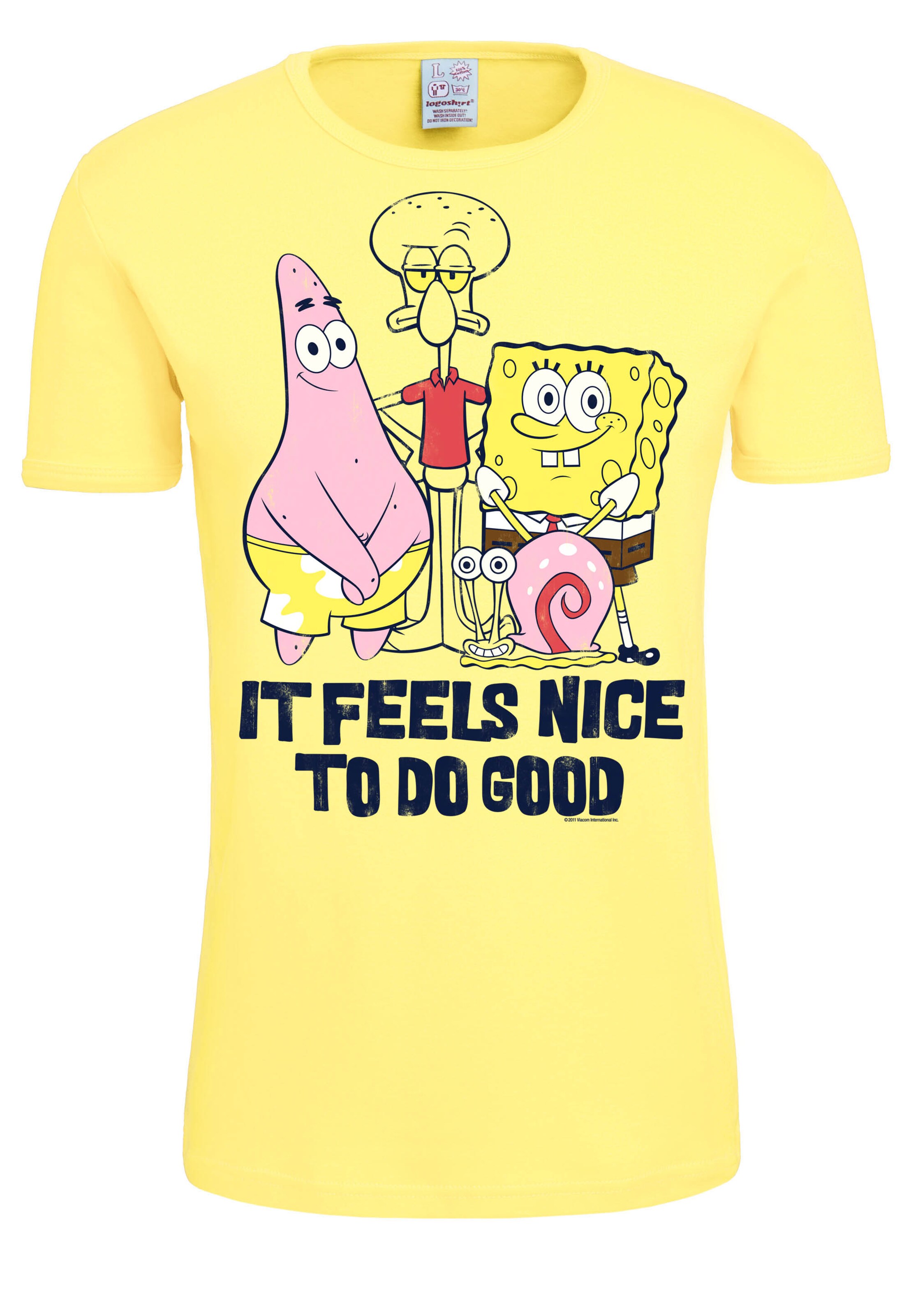 LOGOSHIRT Cooles T-Shirt mit Spongebob-Print in Gelb: Vorderseite