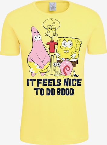 LOGOSHIRT T-Shirt 'Spongebob - It Feels Nice' in Gelb: predná strana