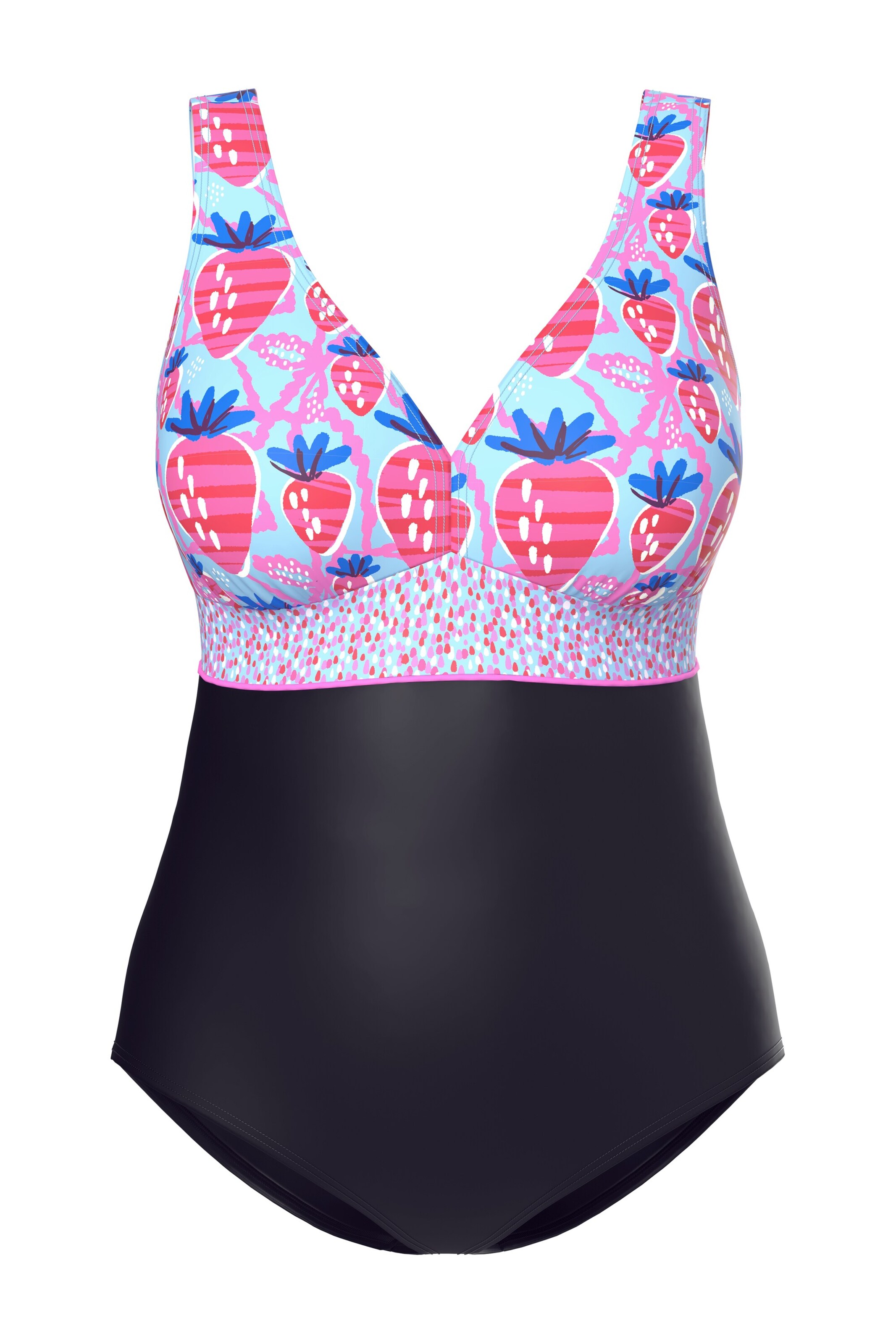 Ulla Popken Badeanzug in Schwarz: Vorderseite