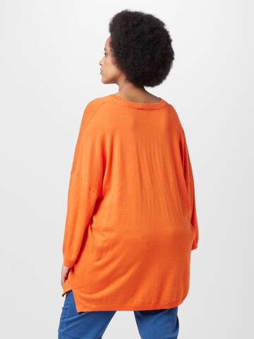 Fransa Curve Pullover 'Blume' in Orange
