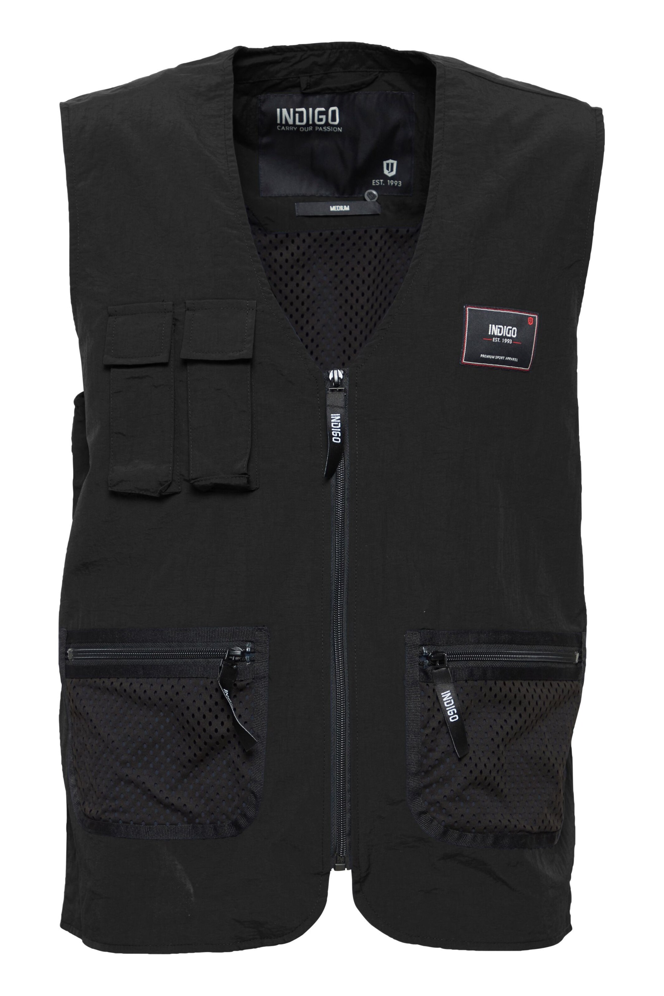 INDICODE JEANS Weste 'Piet' in Schwarz: Vorderseite