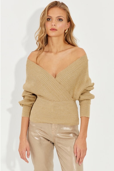 Cool & Sexy Pullover i XS-XL i guld, Produktvisning