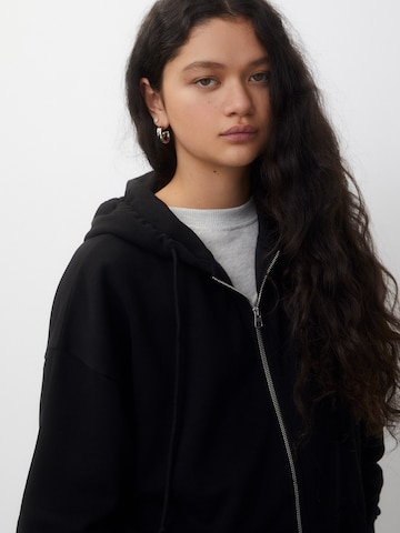 Pull&Bear Zip-Up Hoodie in Black