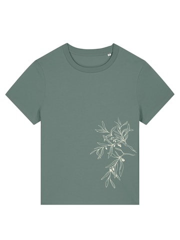 Life-Tree Shirt 'Organic Fairwear Olive Branch' in Blue: front