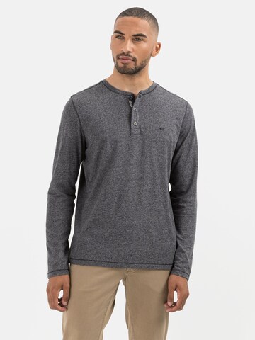 CAMEL ACTIVE Langarm Henleyshirt aus nachhaltigen Baumwollmix in Grau: Vorderseite