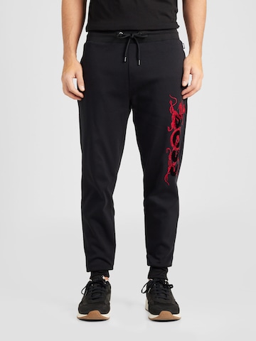 BOSS Black Tapered Pants 'Lamont' in Black: front