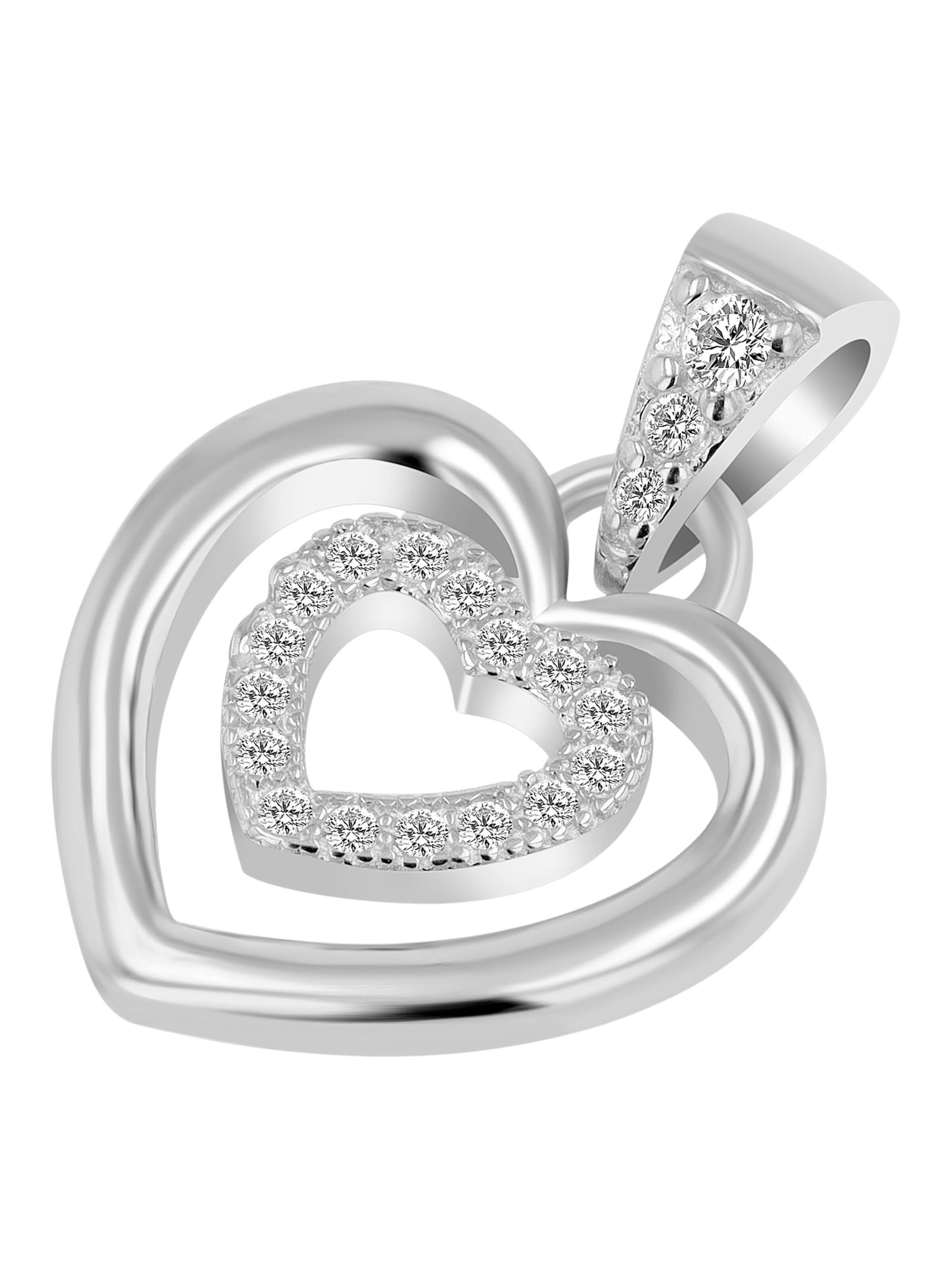 Akzent Pendant '"Cara" aus 925 Sterlingsilber, rhodiniert, langlebig' in Silver: front