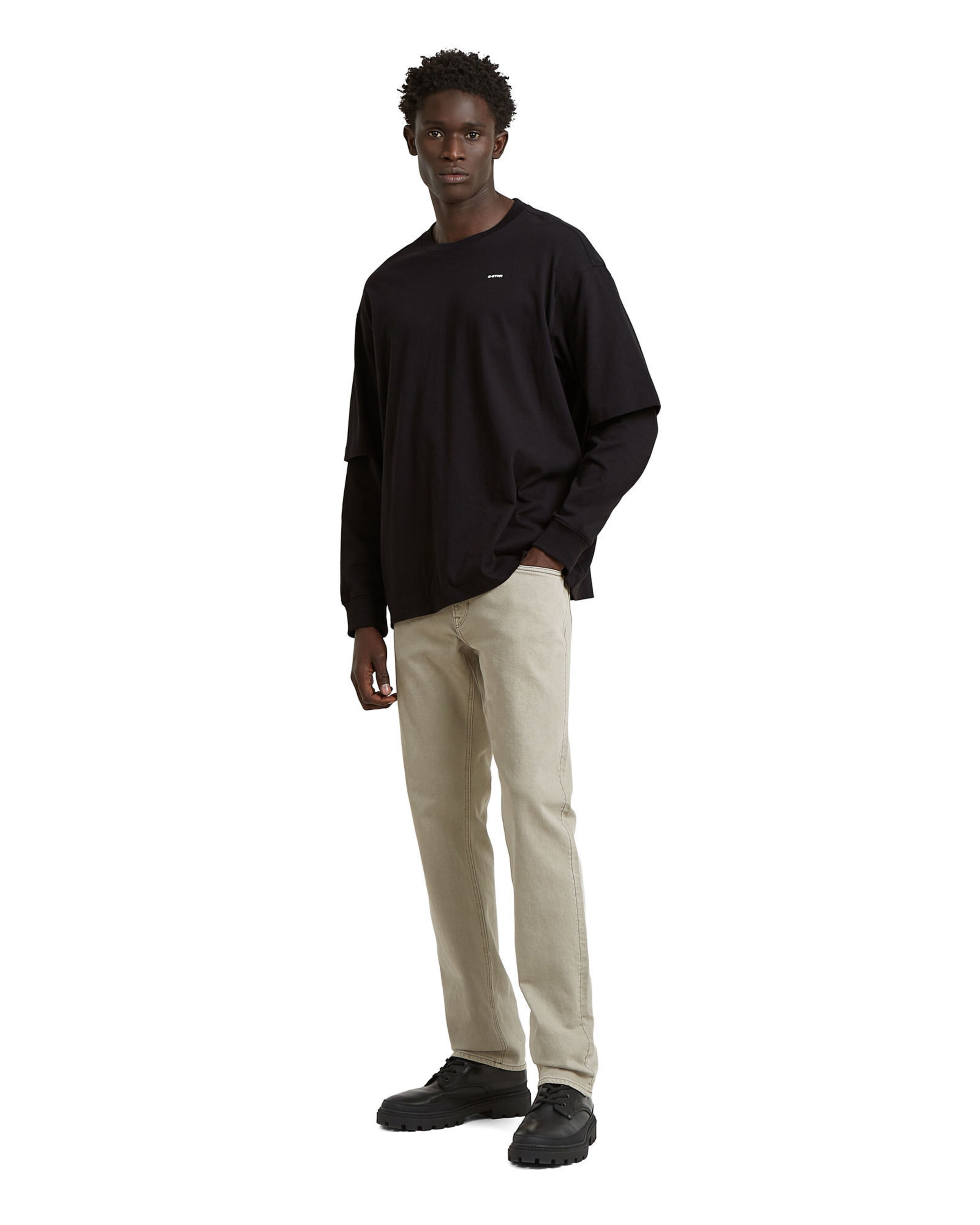 G-STAR T-Shirt - 'Double Sleeve Loose' in Schwarz