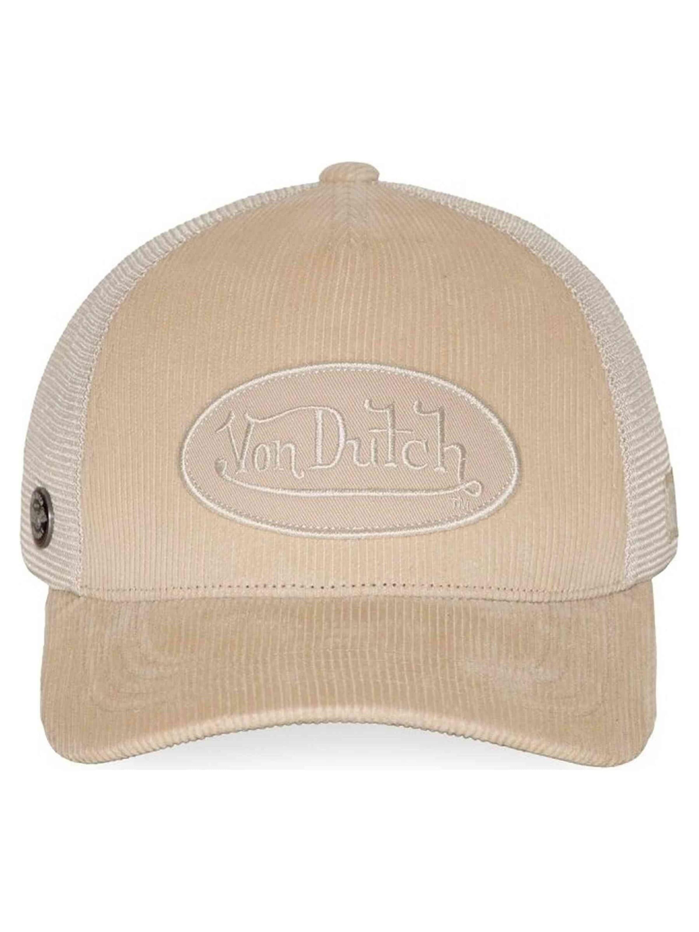 Von Dutch Pet 'Gorra von dutch beige corduroy trucker cap' in Beige: voorkant