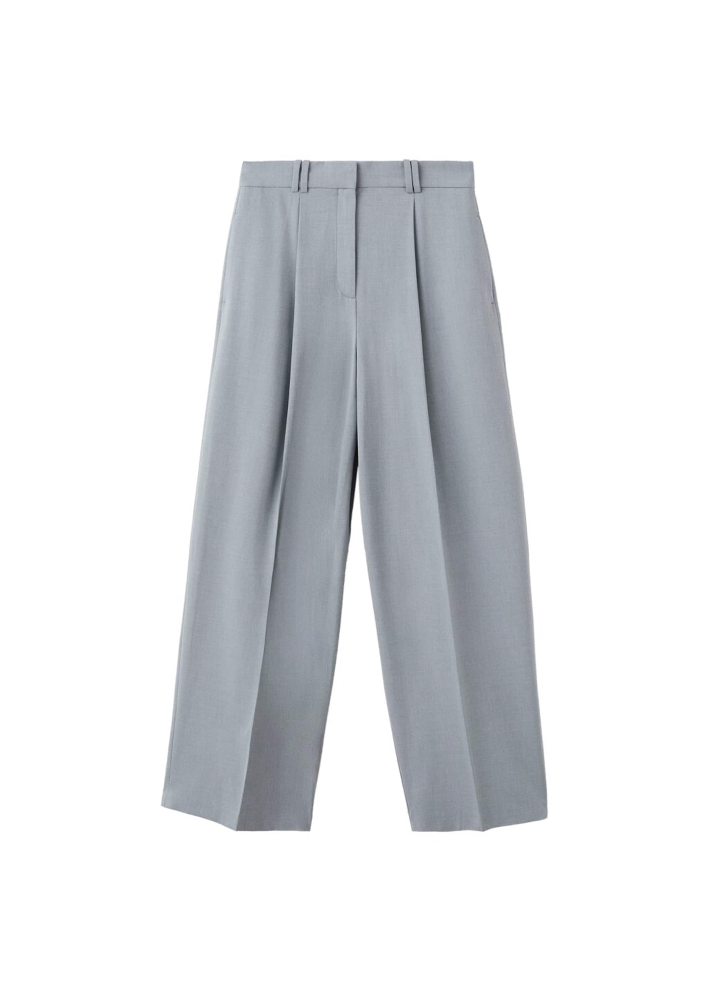 MANGO Regular Pleat-Front Pants 'Nat' in Blue: front