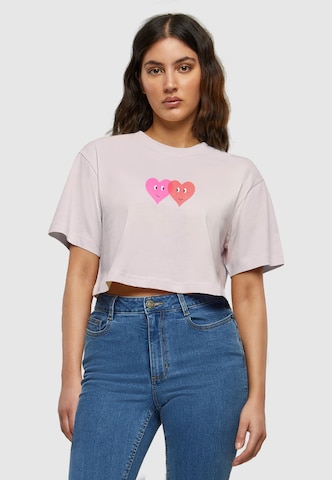 Maglia extra large 'Hugs & Love - Two Hearts' di Merchcode in lilla: frontale