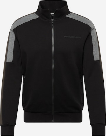 ANTONY MORATO Zip-Up Hoodie in Black: front