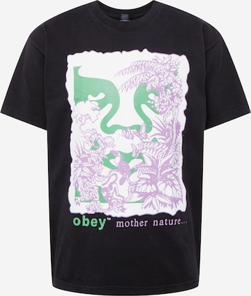 Obey Tričko 'MOTHER NATURE' – černá: přední strana