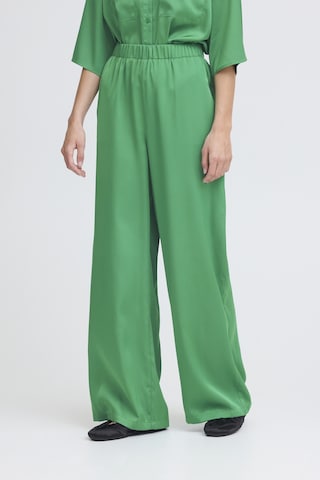 ICHI Wide leg Broek 'ICHNima' in Groen: voorkant