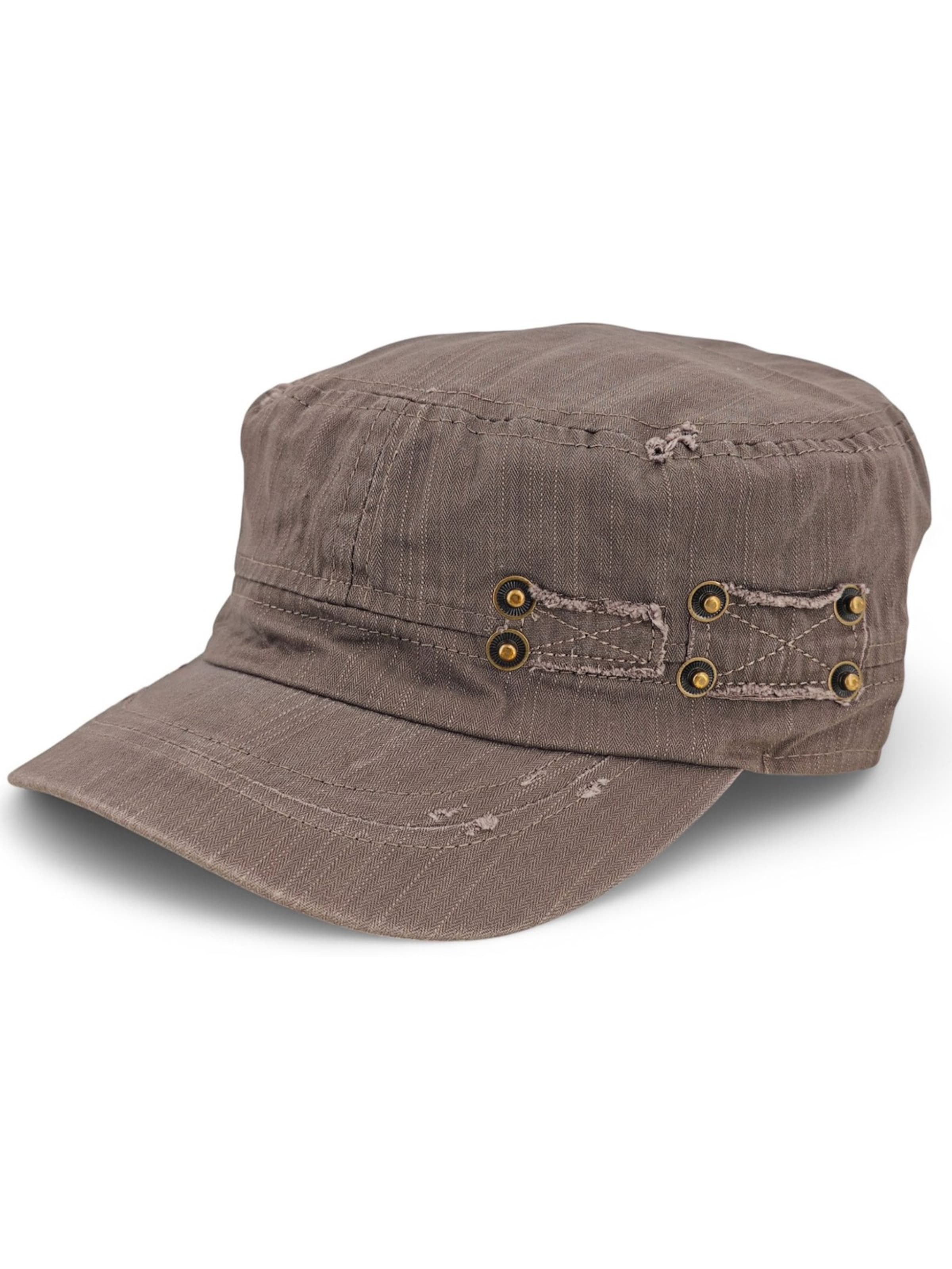 styleBREAKER Cap 'Military Cap im used Look'‌‌ in Grau: Vorderseite