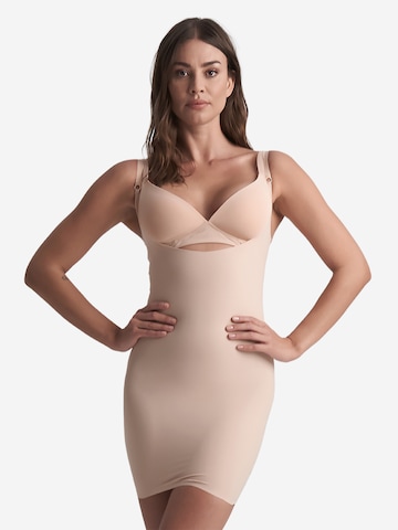 Bye Bra - Vestido de corpiño en beige: frente
