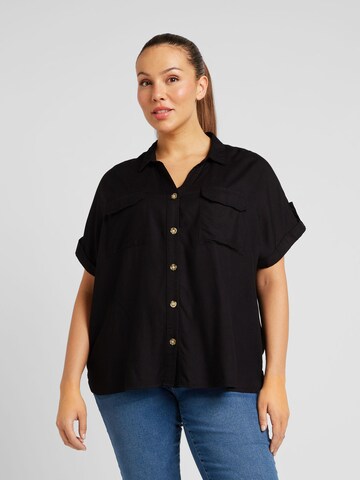 Vero Moda Curve Blouse 'BUMPY' in Zwart: voorkant