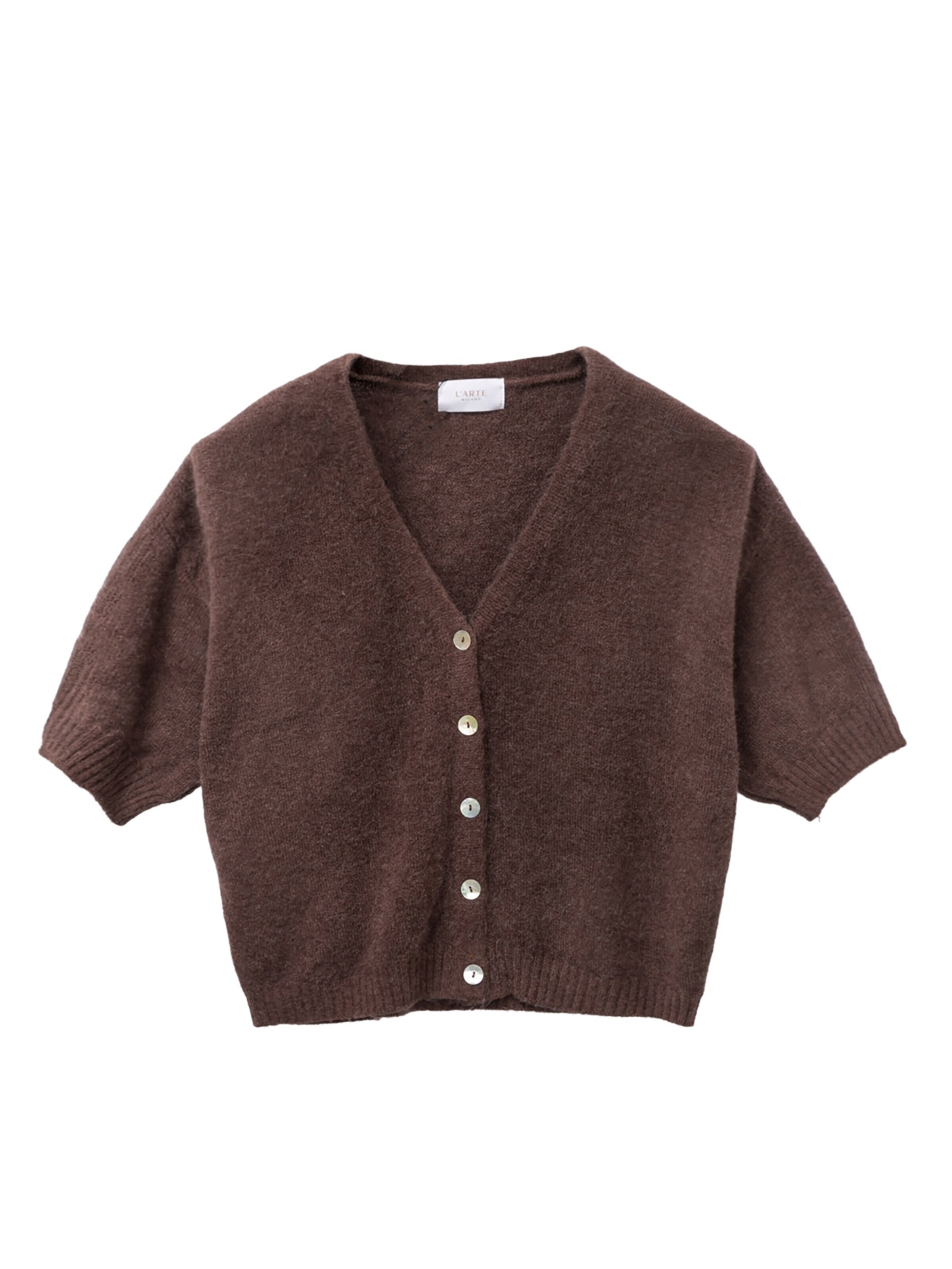 L'Arte Milano Knit cardigan in Brown: front