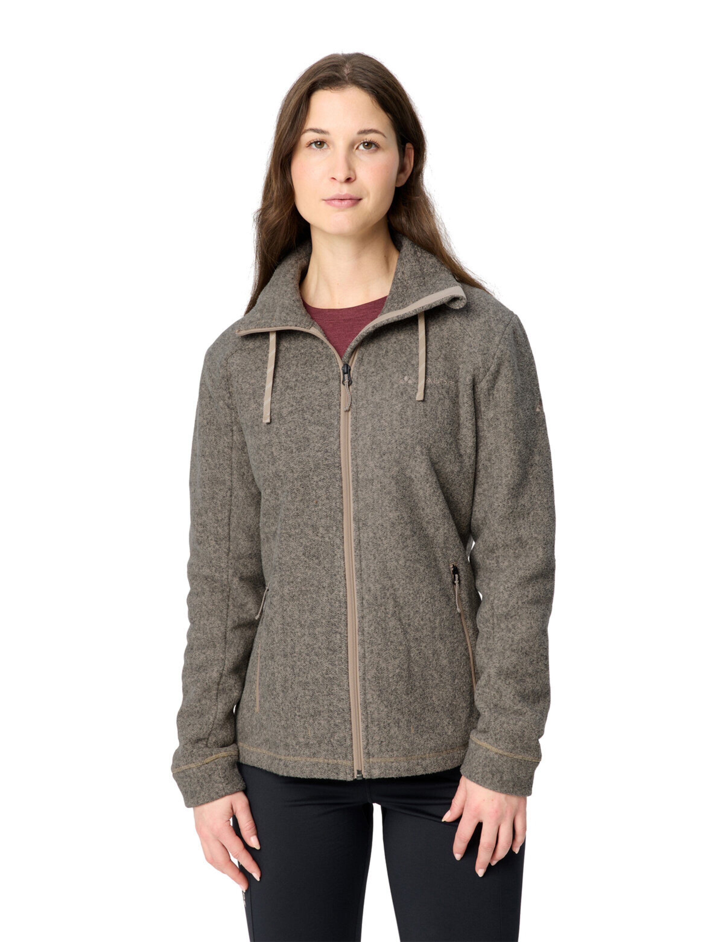 VAUDE Athletic fleece jacket 'Skomer' in Beige: front