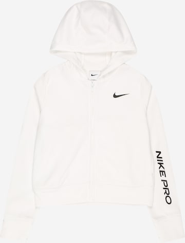 NIKE Athletic Zip-Up Hoodie in White: front